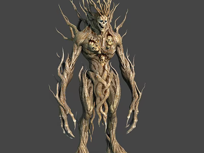 Tree Root Vine Humanoid Creature 3D Model Fantasy Horror Game Character 3d model