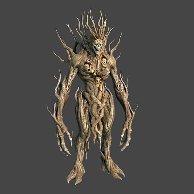 Tree Root Vine Humanoid Creature 3D Model Fantasy Horror Game Character 3d model