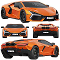 Orange Supercar Showcased From Multiple Angles 3d model