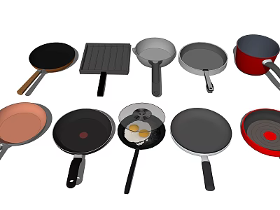 Assorted Kitchen Cookware Set Featuring Frying Pans Sauce Pans And Non Stick Surfaces 3d model