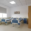 Hospital Outpatient Ward Interior With Beds Cabinets Windows And Art