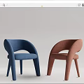 Modern Minimalist Dining Chairs With Curved Back Blue And Pink Upholstered Design