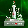 Heineken Silver Beer Bottle Display On Star Shaped Base With Green Laser Lights