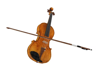 Classic Wooden Violin With Bow For Musical Performance And Artistic 3d model