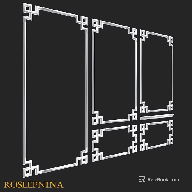 Geometric Decorative Frame Components With Intricate Corner Patterns And Rectangular Structures 3d model 