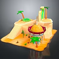 Commercial Desert Themed Outdoor Equipment With Palm Trees Slide Stairs And Dome Structure
