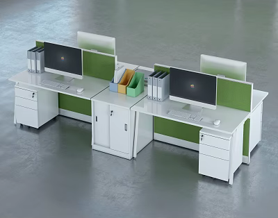 Modern desk staff mix 3d model