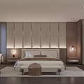 Modern Hotel Guest Room Interior With Plush Bed Upholstered Headboard And Ambient Lighting