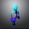 Vibrant Abstract Creature Character With Blue Purple Tentacles And Polka Dot Round Base 3d model
