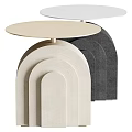 Modern Minimalist Side Table With Curved Beige And Gray Layered Design