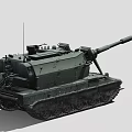 Modern Military Tank With Long Barrel Turret And Armored Tracks Design