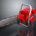 Red Chainsaw With Metal Frame And Sharp Cutting Chain Powerful Cutting Tool Equipment 3d model