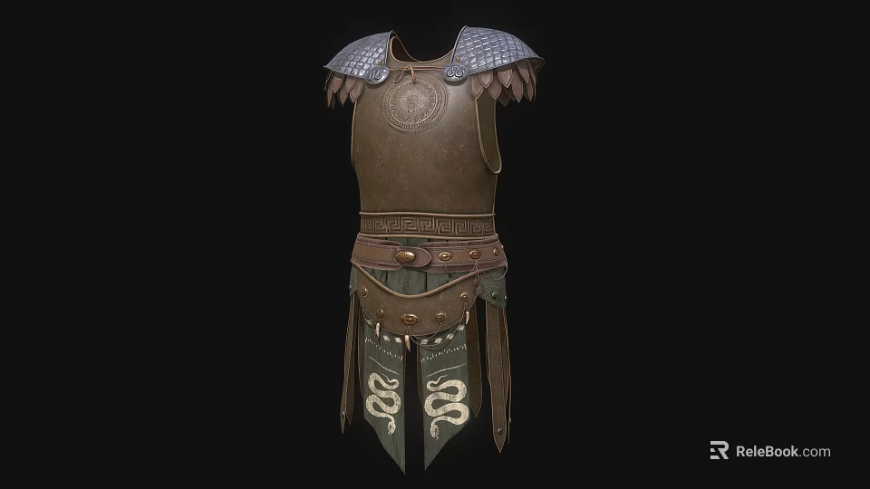 Custom Medieval Armor Style Computer Case With Snake Pattern And Metallic Details 3d model