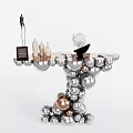 Post-modern end view table decoration table side table side table decoration plaster like ball table side cabinet device table 3d model