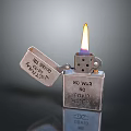 Silver Metal Lighter With NO WAR NO FASCISM Text And Burning Flame For Daily Use
