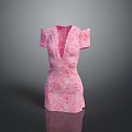 Elegant Pink Floral Print Short Sleeve V Neck Mini Dress Design
