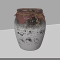 Rustic Clay Wine Bottle And Glass With Red Cloth Rope Decoration Vintage Design