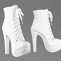 Black Lace Up High Heel Boots With Tall Heels And Platform Soles