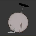 Acoustic Bass Drum With Wooden Shell Pink Drumhead Metal Cymbal Stand And Red Drumsticks