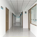 Modern Hospital Outpatient Clinic Waiting Area With Seating Signage And Corridor