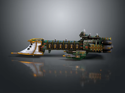 Elaborate Water Transport Ship With Multi Deck Structure And Decorative Gold Accents 3d model