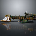 Elaborate Water Transport Ship With Multi Deck Structure And Decorative Gold Accents