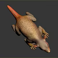 Orange Yellow Mythical Creature 3D Render With Sharp Claws And Pointed Nose