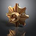Golden Gear Shaped Equipment With Multiple Blades Central Hole And Metallic Finish