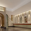 Luxury Modern SPA Sauna Entrance With Arched Design Red Tree Blue Stones And White Containers