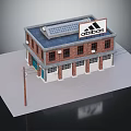 Adidas Two Story Store Building Model With Solar Panel Brick Exterior And Windows