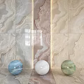 Marble Wall Components With Elegant Texture And Blue White Green Decorative Spheres 3d model