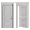 Modern White Interior Swing Door With Simple Design Frame Handle And Lock 3d model