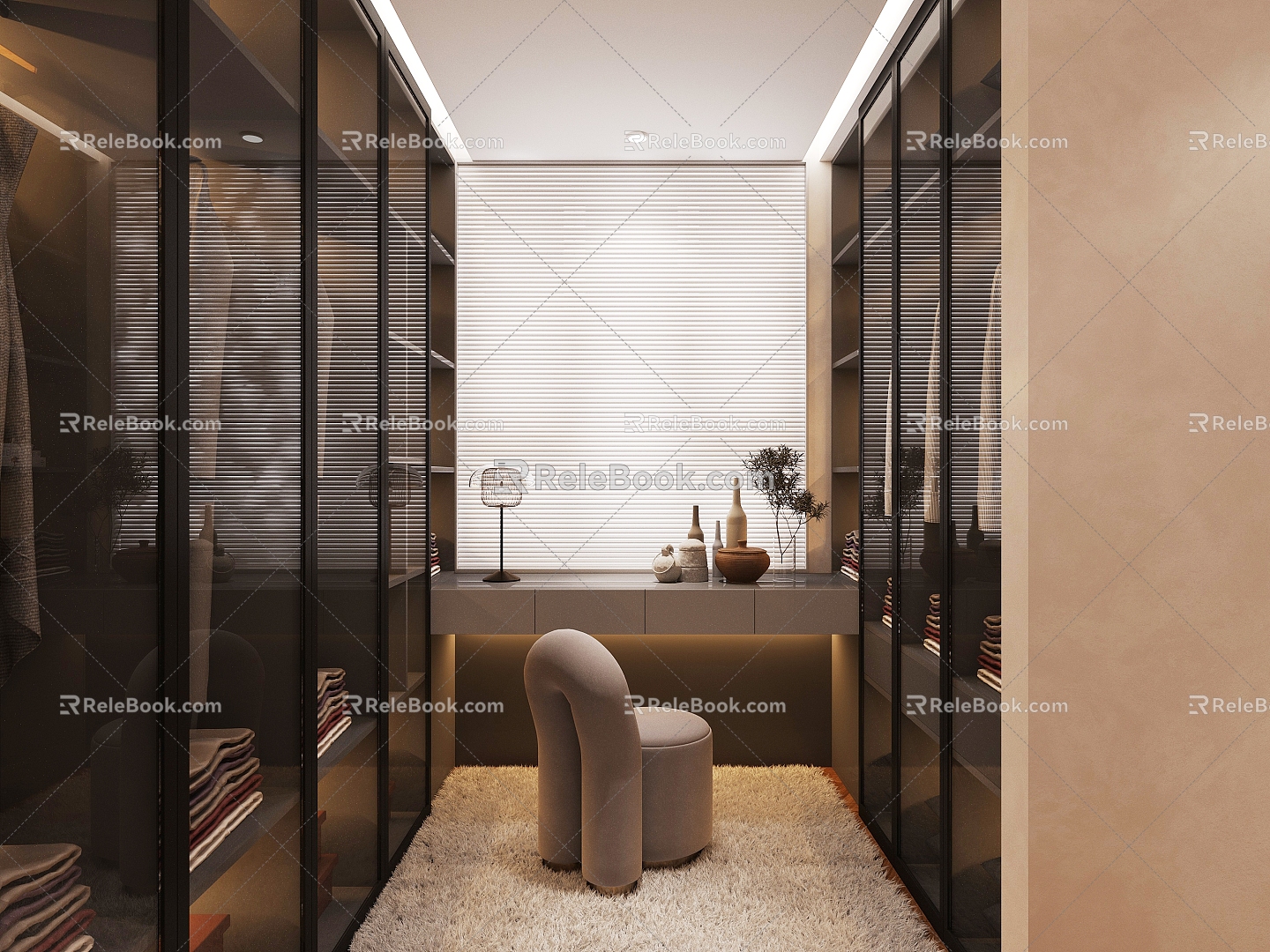 Light Luxury Cloakroom 3d model