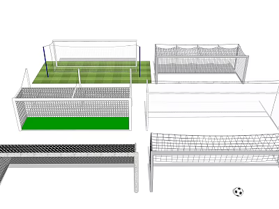 Sports Equipment Including Various Soccer Goals With Net And Training Designs 3d model