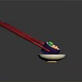 Delicious Asian Traditional Snack With Red Chopsticks On Yellow Plate Topped With Sauce