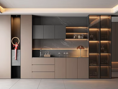 Elegant Modern Sideboard With Glass Door Cabinets LED Lighting And Storage Drawers 3d model