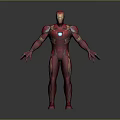 Iron Man Red Armor Design With Helmet And Chest Light Details