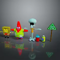SpongeBob SquarePants Patrick Star Squidward Tentacles With Krusty Krab Box And Jelly Stop Sign