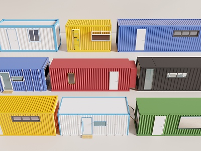 Container movable board house color steel tile board house 3d model