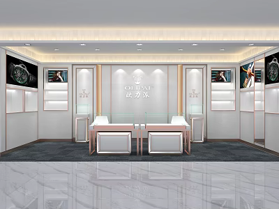 Luxury Jewelry Store Interior With Display Cabinets Watch Exhibits And Marble Floors 3d model