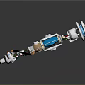 Futuristic Sci Fi Weapon Featuring Blue Energy Core Silver Gold Metallic Handle And Sleek Structure