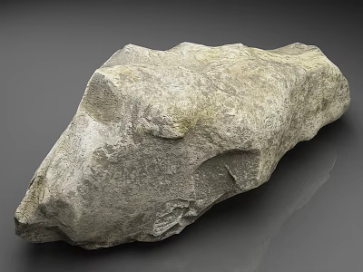 Natural Rough Textured Stone With Irregular Shape And Grayish Green Color On Smooth Background 3d model