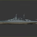 Vintage Naval Battleship As Water Transport With Multiple Turrets And Deck Structures