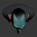 Cartoon Man Character With Blue Skin Yellow Eyes Red Tie Green Shirt And Gray Coat