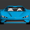 Blue Modern Sports Car with Sleek Aerodynamic Body Alloy Wheels and Rear Spoiler