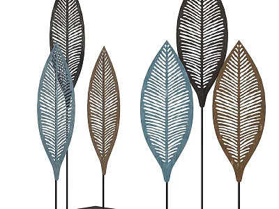 Leaf Shaped Metal Decorative Home Ornaments With Hollow Vein Design And Various Colors 3d model