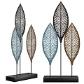 Leaf Shaped Metal Decorative Home Ornaments With Hollow Vein Design And Various Colors