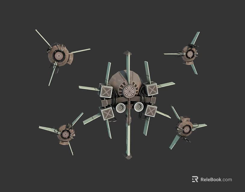 Sci Fi Character And Mechanical Creature In Futuristic Space Environment 3d model 