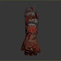 Red Decorative Protective Equipment Two Pieces With Intricate Patterns On Smooth Surface