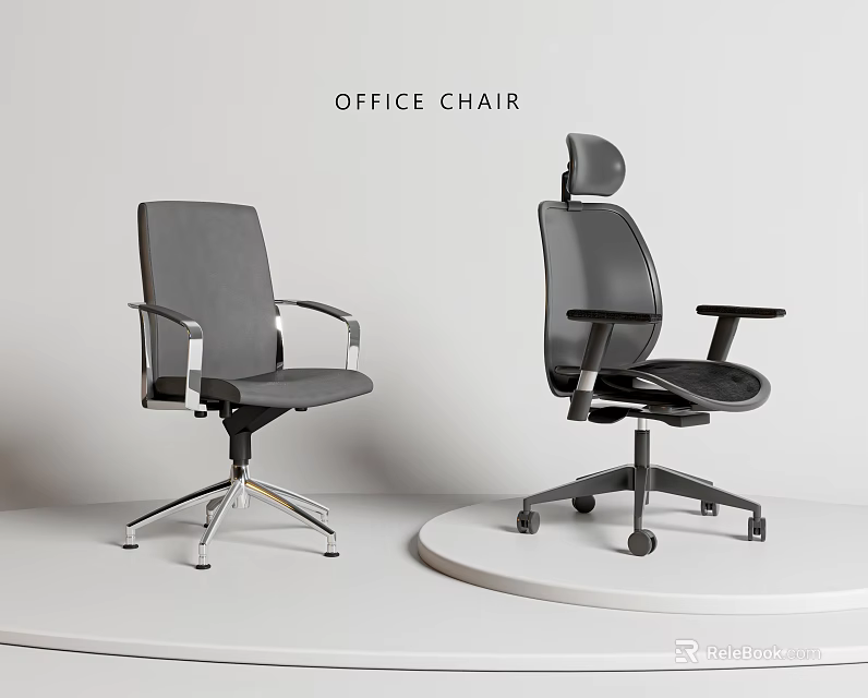 Modern Office Chair With Adjustable Headrest Ergonomic Mesh Back And Wheels 3d model 